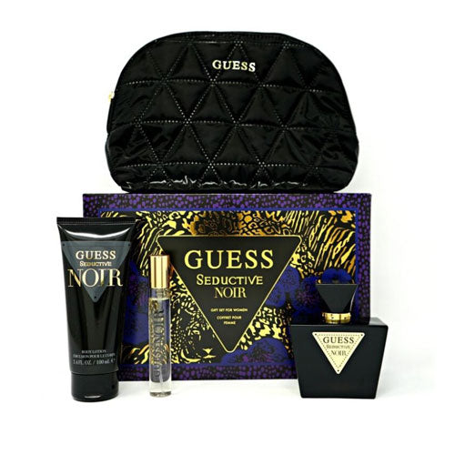 SET GUESS SEDUCTIVE NOIR WOMEN ( 4 PC ) 2.5 OZ EDT SP /0.50 OZ  EDT SP /3.4 OZ BL /POUCH