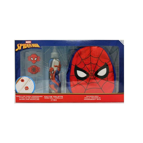 SET MARVEL SPIDERMAN ( 4 PC ) 5.0 OZ EDT SP  /CROSSBODY BAG / SHOEBUCKLE / 1.0
